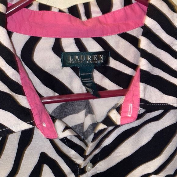 Lauren Ralph Lauren pajamas women’s XL monogram long sleeve zebra button sleep s - Picture 3 of 8